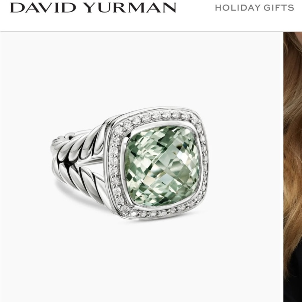 David Yurman 11mm Albion Prasiolite Ring Size 5.5
